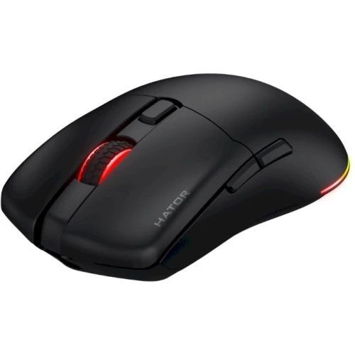 Миша бездротова Hator Pulsar 3, Black, оптична (сенсор PixArt PMW 3311), RGB підсвічування, 12000 dpi, перемикачі HATOR Optical 100M / Kailh 3M, акумулятор 600 mAh (HTM630), 35G, Bluetooth / USB 2.4 GHz / USB