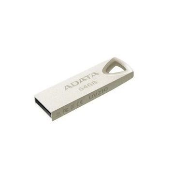 Флеш накопичувач USB 64Gb ADATA UV210, Silver, USB 2.0 (AUV210-64G-RGD), Металл, 64 ГБ, Ударопрочный корпус, Серебристый