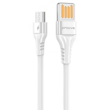 Кабель USB 2.0 AM - microUSB (5P), 1 м, 2.4A, Белый, Proove "Double Way"