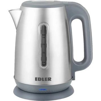 Електрочайник Edler EK1508SSD, Silver, світловий індикатор, нержавіюча сталь, захист від перегріву, дисковий, 1500W, 1.8л