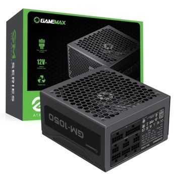 Блок живлення 1050 Вт, GameMax GM-1050, Active PFC, 14 см, захист OVP/UVP/OTP/OCP/OLP/OPP/SCP, 80+ Silver, Black, 2xMolex / 6xSATA / 1x16-pin / 4x6+2-pin / 2x4+4-pin / 1x20+4-pin, модульный