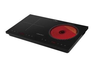 Настольная плита Liberton LCC-3900, Black, 2 конфорки, 3500W (2000+1500), 8 режимов, инфракрасная+индукционная, таймер, управление сенсорное, стеклокерамика, дисплей