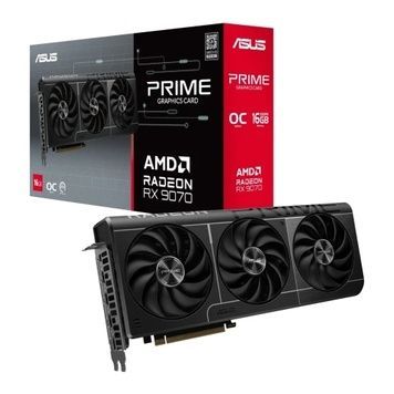 Видеокарта Radeon RX 9070, Asus, PRIME OC, 2610/20000 MHz, HDMI/3xDP, 2x8-pin (PRIME-RX9070-O16G), 256-bit, 16Gb GDDR6