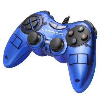 Геймпад Esperanza GX400 "Fighter", Dark Blue, для PC, вібрація, USB, 2 аналогових стіка, 12 кнопок (EG105B)
