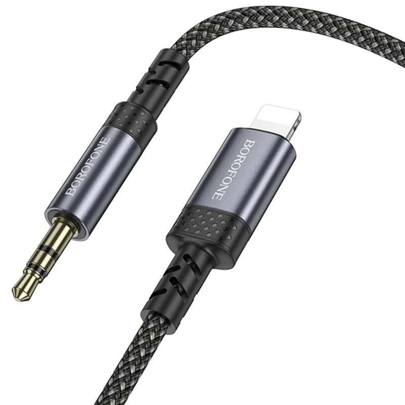 Аудіо кабель Borofone BL24 Graceful Lightning на AUX 3.5мм (Metal grey, 1м)