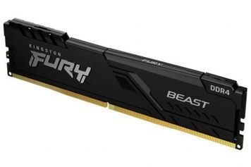 Пам'ять 8Gb DDR4, 3200 MHz, Kingston Fury Beast, з радіатором (KF432C16BB/8), Black, 1.35V, 16-18-18