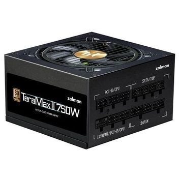 Блок живлення 750 Вт, Zalman TeraMax II, 3xMolex / 8xSATA / 1x16-pin / 3x6+2-pin / 2x4+4-pin / 1x20+4-pin, Active PFC, модульний, 12 см FDB, 80+ Gold, ATX 12V 3.0 (ZM750-TMX2), Black, захист OCP/OTP/OPP/OVP/UVP/SCP