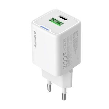Мережевий зарядний пристрій ColorWay, White, PD3.0) / 1xUSB (20 Вт, Auto ID (CW-CHS062PD-WT), GaN Mini, 1xType-C (20 Вт, 20 Вт, QC4.0)
