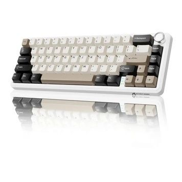 Беспроводная клавиатура Attack Shark X66, White Cheese, 66 кнопок, аккумулятор 3000 мАч, механическая (переключатели Linear Strawberry), Bluetooth 5.0 / 2.4GHz USB / Type-C, EN/UA, RGB подсветка
