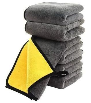 Авторушник ColorWay, Grey/Yellow, двошарова мікрофібра, щільність 800 г/м&sup2; (CW-5608), 50x60 см