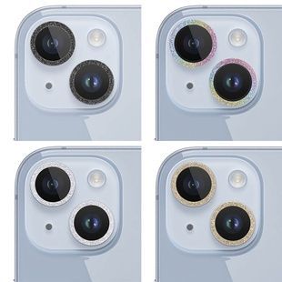Захисне скло Metal Sparkles на камеру червоне для Apple iPhone 15 / 15 Plus