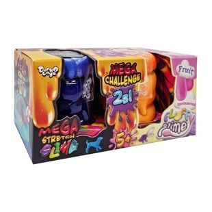 "Mega Stretch Slime" и "Fluffy Slime" вязкая масса 2 в 1 FLS-03-01U, Сине-оранжевый, укр