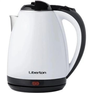 Електрочайник Liberton LEK-6801, White/Black, дисковий, 1500W, захист від перегріву, нержавіюча сталь/пластик, 1.8л