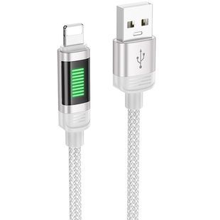 Дата-кабель Hoco U126 Lantern 2.4A USB-Lightning (1.2м), сірий