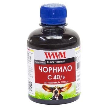 Чернила WWM Canon PG-37/40/50, PGI-5Bk, BCI-15, 200 мл, водорастворимые (C40/B), Black