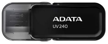 Флеш накопичувач USB 32Gb ADATA UV240, Black, USB 2.0 (AUV240-32G-RBK), Пластик, 32 ГБ, Моноблок