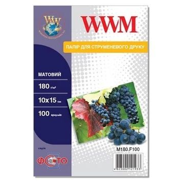 Фотопапір WWM, матовий, 180 г/м&sup2;, A6 (10х15), 100 арк (M180.F100)