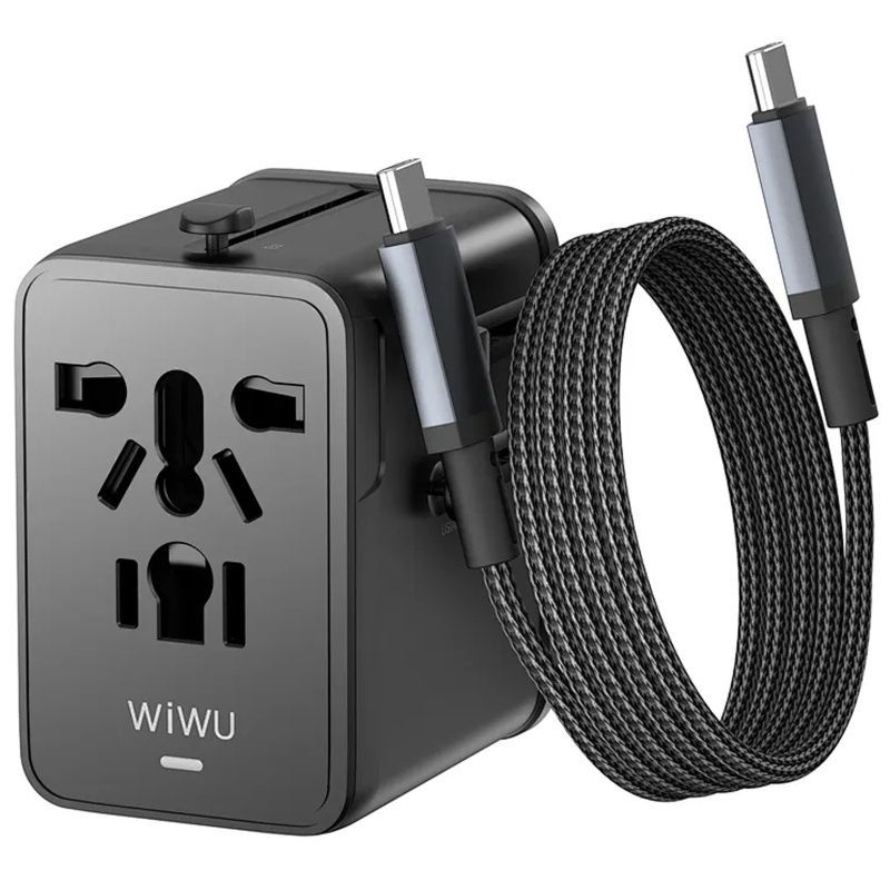Мережевий зарядний пристрій WIWU UA013 20W GaN, 1xUSB-A + 2xUSB-C, кабель Type-C - Type-C (0.3-1.0 м), Black