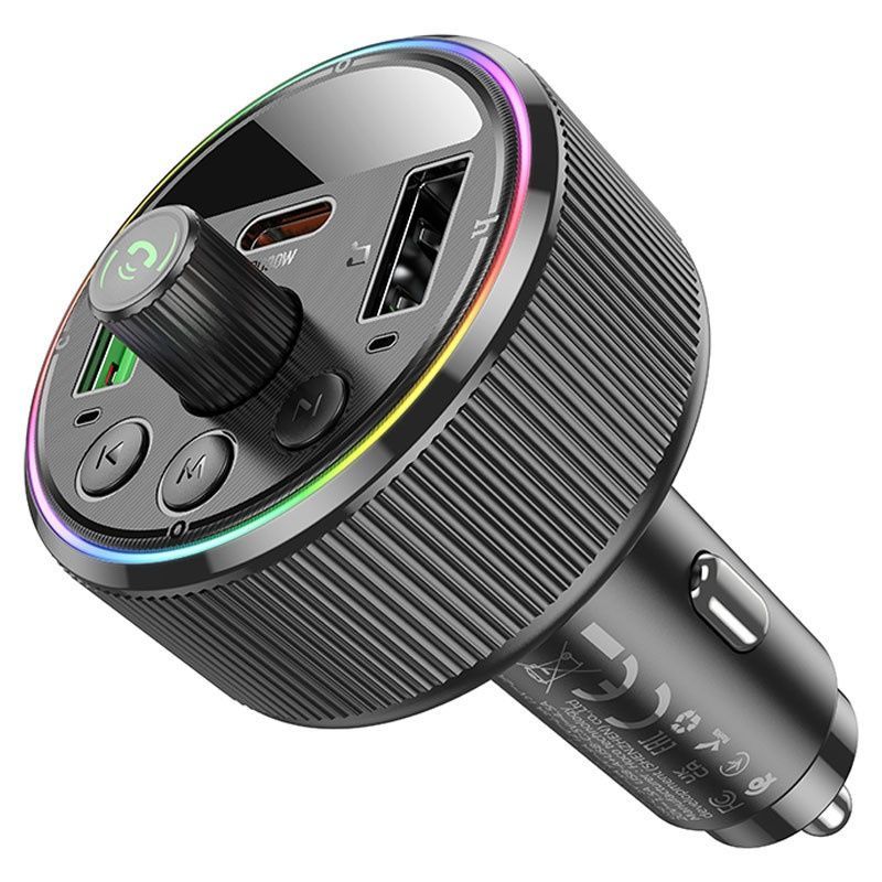 FM-модулятор Hoco E82 Guerrero PD30W+QC3.0 (2USB-A/1C), чорний