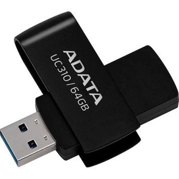 Флеш накопичувач USB 64Gb ADATA UC310, Black, до 100 МБ/с (UC310-64G-RBK), USB 3.2 Gen 1