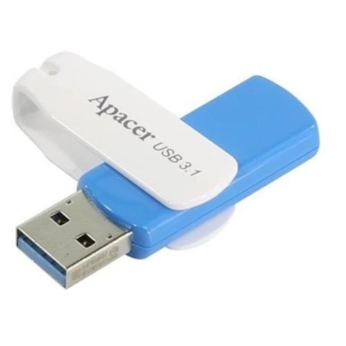 Флеш накопичувач USB 64Gb Apacer AH357, Blue/White, USB 3.2 Gen 1 (AP64GAH357U-1), Пластик, 64 ГБ, Поворотний