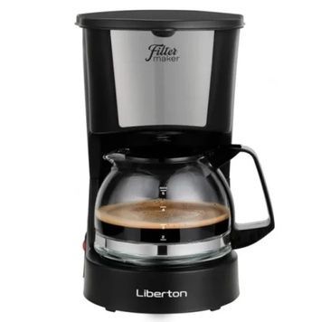 Кофеварка Liberton LCM-2200, Black/Inox, резервуар 0.6л, 600W, защита от перегрева и избыточного давления, подогрев кофейника, молотый кофе, противокапельный клапан, механическое управление, капельная