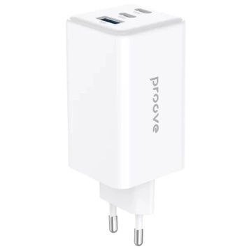 Сетевое зарядное устройство Proove Pocket GaN Max, White, QC3.0) (WCPG10012202), 2xType-C (65 Вт + 30 Вт, 100 Вт, PD3.0) / 1xUSB (30 Вт