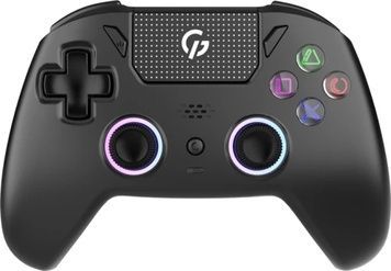 Геймпад GamePro GPS13B, Black, для ПК / PS3 / PS4 / Switch / Android / iOS, бездротовий (Bluetooth / Type-C), 14 кнопок / 2 аналогові стіки / D-Pad / тачпад, RGB підсвічування, вібрація, акумулятор 1000 mAh