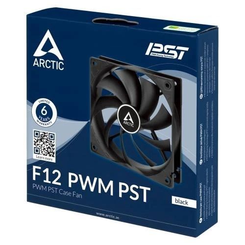 Вентилятор 120 мм, Arctic F12 PWM PST, Black, PWM, гідравлічний підшипник (ACFAN00200A), 230-1350 об/хв, 120х120х25 мм, 4-pin