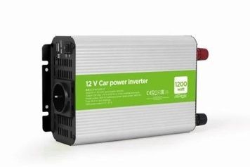 Автомобільний інвертор 1200 Вт, EnerGenie, металевий корпус (EG-PWC1200-01), 1xUSB (5V/2.1A), вхідна напруга 10-16 VDC (тільки від акумулятора!), Silver