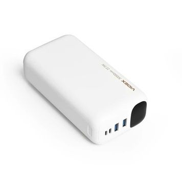 Універсальна мобільна батарея 30000 mAh, Videx VPB-297, цифровий LED дисплей (VPB-297-W), White, 1xType-C (PD3.0) / 2xUSB (QC3.0), 22.5 Вт