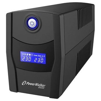Джерело безперебійного живлення PowerWalker Basic VI 600 STL, 600 VA, 360 W, 2xSchuko, Black, RJ-45, 96 x 286 x 138 мм, LCD, USB, 4.3 кг (10121072)