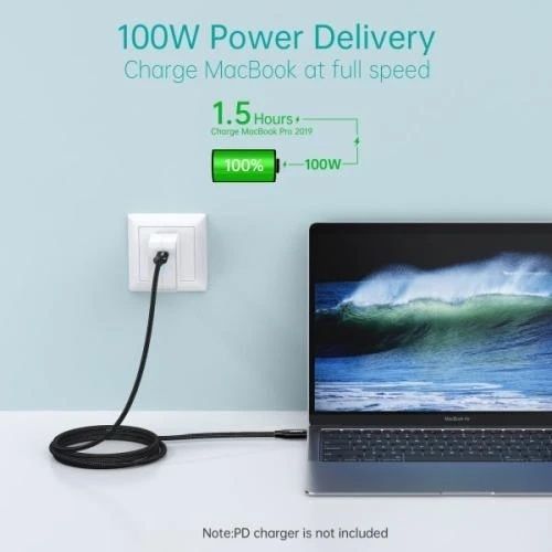 Кабель Type-C - Type-C, 2 м, Black, Thunderbolt 3 (XCC-1007-V2-BK), Choetech, 5A, 100 Вт