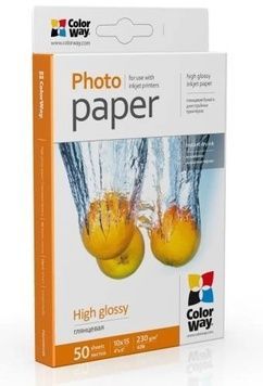 Фотопапір ColorWay, глянсовий, 50 арк (PG2300504R), 230 г/м&sup2;, A6 (10х15)
