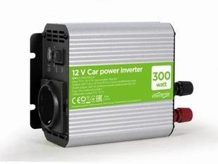 Автомобільний інвертор 300 Вт, EnerGenie, Silver/Black, 1xUSB (5V/2.1A), металевий корпус (EG-PWC300-01), вхідна напруга 10-16 VDC (акумулятор безпосередньо)