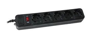Фільтр мережевий Maxxter, 5 розеток, Black, 3x0.5 мм&sup2; (SPM5-G-10B), до 2.2 кВт, заземлення, 10А, 3 м, вимикач