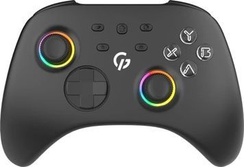 Геймпад GamePro GPX13B, Black, вібрація, для ПК / Switch / Android / iOS, 14 кнопок / 2 аналогові стіки / D-Pad, RGB підсвічування, акумулятор 1000 mAh, бездротовий (Bluetooth / USB 2.4GHz / Type-C)
