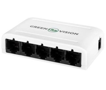 Комутатор Green Vision GV-001-H-05P, 5xFLan, White, 85х50х25 мм