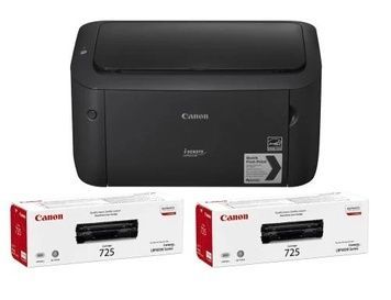Принтер лазерний ч/б A4 Canon LBP-6030B, Black + два картриджі Canon 725, 600x600 dpi, USB, картридж Canon 725 (8468B042), до 18 стор/хв