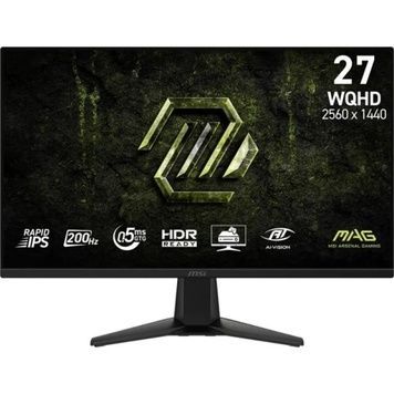 Монітор 27" MSI MAG 275QF E20, Black, 300 кд/м&sup2;, VESA 100x100, 178&deg;/178&deg;, AMD FreeSync Premium, 200 Гц, 0.5 мс, 1200:1, Nvidia G-SYNC, 2560x1440 (16:9), Rapid IPS, 2хHDMI/DP