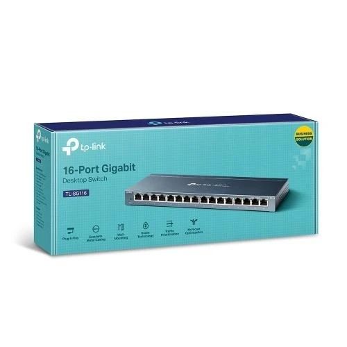 Комутатор TP-LINK TL-SG116, 16x100/1000 Mb/s, некерований, металевий корпус