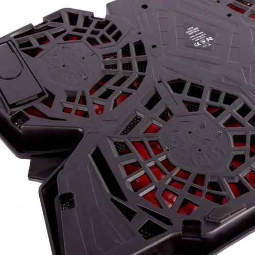 Підставка для ноутбука до 17" ColorWay Game Pro S4, Black, регулювання нахилу, 2xUSB, 433х376х40 мм, 970 г (CW-CGPS4), синє LED підсвічування, 4x8 см вентилятори