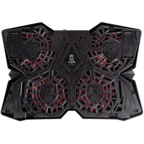Підставка для ноутбука до 17" ColorWay Game Pro S4, Black, регулювання нахилу, 2xUSB, 433х376х40 мм, 970 г (CW-CGPS4), синє LED підсвічування, 4x8 см вентилятори