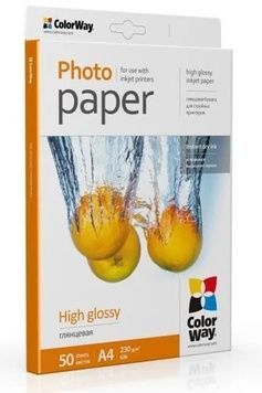 Фотопапір ColorWay, глянсовий, 50 арк (PG230050A4), 230 г/м&sup2;, A4