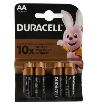 Батарейка AA (LR6), лужна, (MN1500 4BL), Duracell Duralock Basic, 4 шт, 1.5V