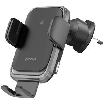 Автодержатель для телефона Proove Nitro Charge, Dark Grey, беспроводная зарядка (Qi), от 4" до 6.9" (WHNC15002001), 15 Вт, в дефлектор воздуховода