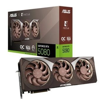 Видеокарта GeForce RTX 5080, Asus, 2730/30000 MHz, 256-bit, 16Gb GDDR7, 16-pin (RTX5080-O16G-NOCTUA), Noctua OC, 2xHDMI/3xDP