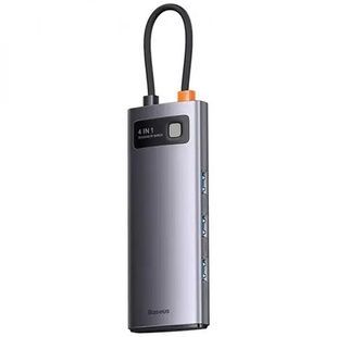 Перехідник Baseus Metal Gleam Series 4-in-1, 4xUSB3.0, Сірий