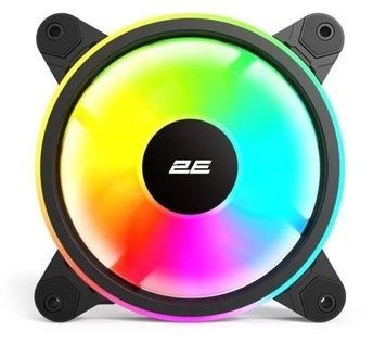 Вентилятор 120 мм, 2E Gaming Air Cool ACF1206-ARGB, 25 дБ, гідравлічний підшипник (2E-ACF1206-ARGB), 120х120х25 мм, ARGB підсвічування, 3-pin / 3-pin (ARGB), 1200 об/хв, Black/White