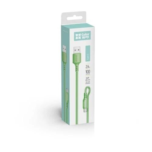 Кабель USB AM - Type-C, 1 м, 2.4A (CW-CBUC042-GR), ColorWay, Green